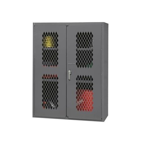 DURHAM MFG Durham EMDC-2602-BLP-2S-95 16 Gauge Flush Door Style Lockable Ventilated Cabinet with 2 Adjustable Shelves; Gray - 36 x 18 x 72 in. EMDC-2602-BLP-2S-95